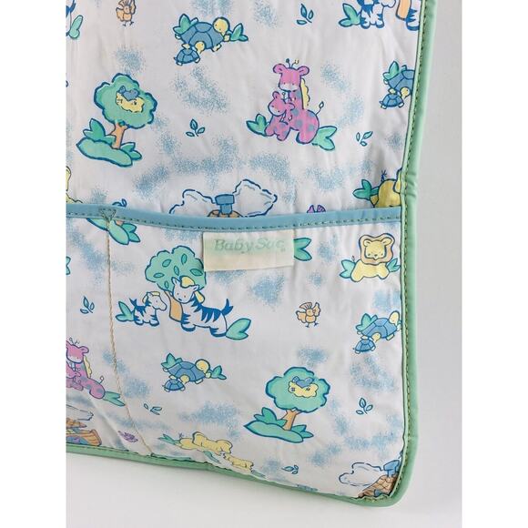 Vintage Baby Sac Vinyl 90s Diaper Bag Tote Pastel Zoo Animals Bazaar 1997 Purse - Picture 2 of 9